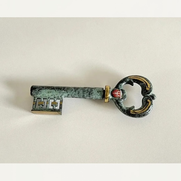 Vintage Ornate Brass Skeleton Key Beer Bottle Opener & Wine Corkscrew - Heavy - Picture 6 of 8